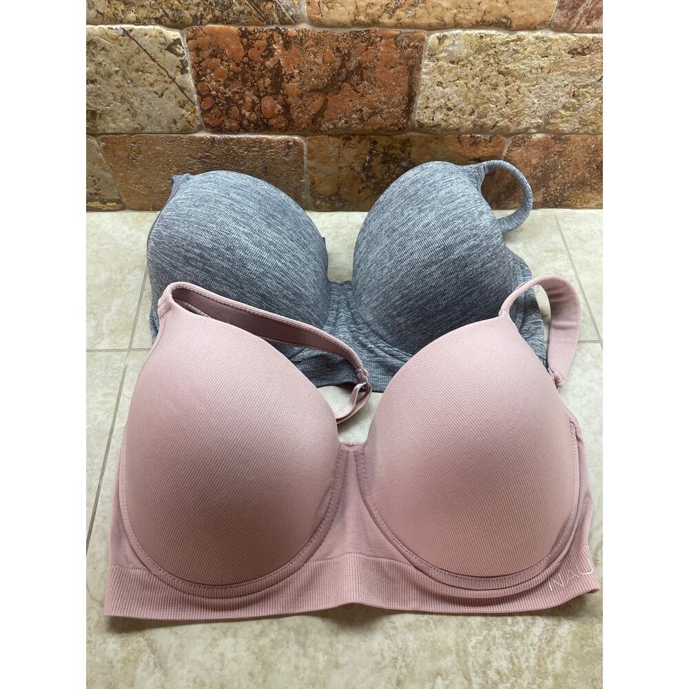 Nautica Intimates Bras Lot of 2 40DD Padded T-Shirt Pink Gray Soft Underwire - Picture 3 of 12